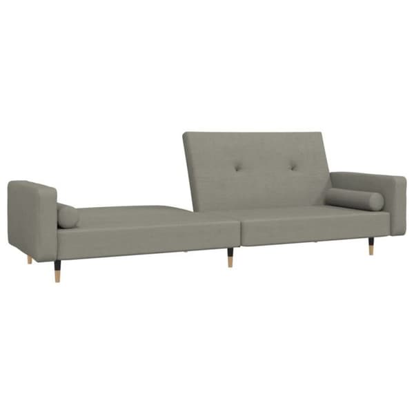 vidaXL 2-sits bäddsoffa med två kuddar ljusgrå sammet 375749