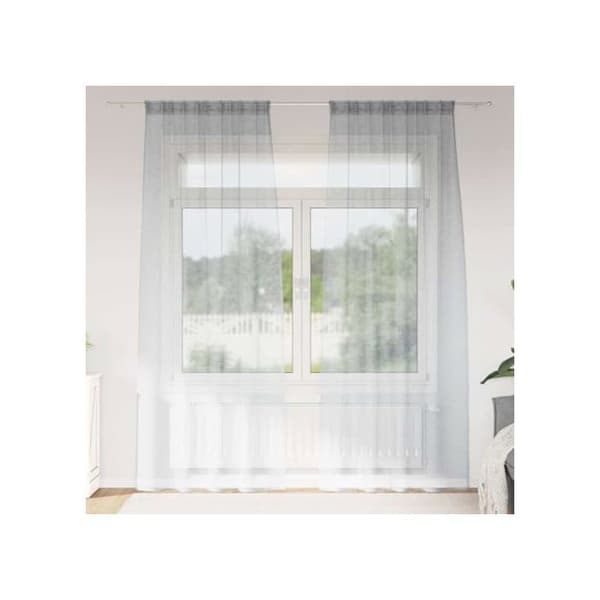 Gardiner i voile - vidaXL - Mörkgrå - Polyester - 140x245 cm - 2 stycken - Utvändig montering