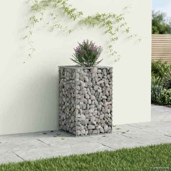 vidaXL Hög säng gabion Silver 42033326