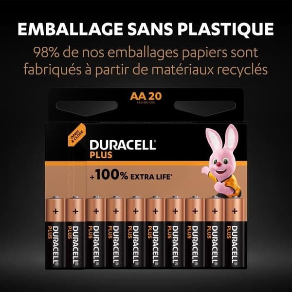 Duracell Plus AA alkaliska batterier, 1,5V LR6 MN1500, 20 st