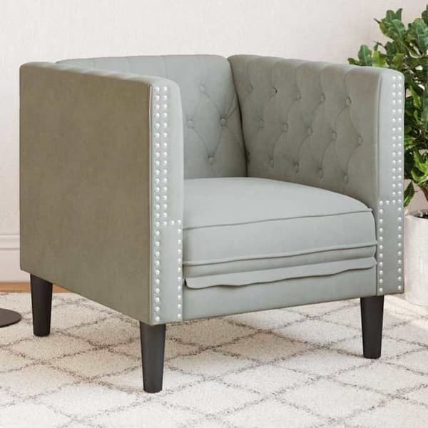 Chesterfieldfåtölj Ljusgrå 71 x 74.5 x 70.5 cm Sammet