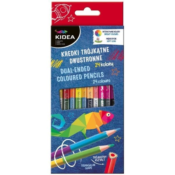 Kidea färgpennor 2 i 1 20 cm trä 24 st