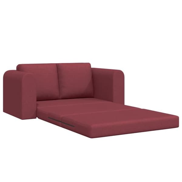 Sängsoffa 2 i 1 Röd Vin 148x71x83 cm Tyg
