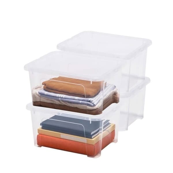 Förvaringslåda - SUNDIS - VIEW BOX - 24 L - Transparent - 4-pack med lock
