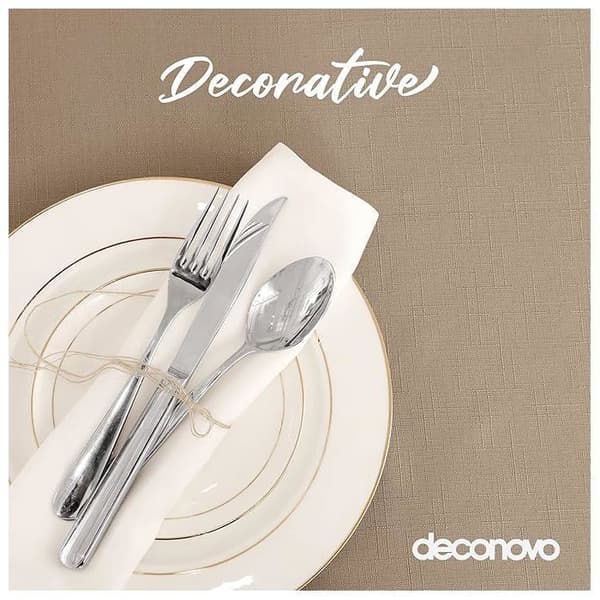 DECONOVO Rektangulär duk 140x300 cm linneeffekt Taupe – Vattentät 100% Polyester