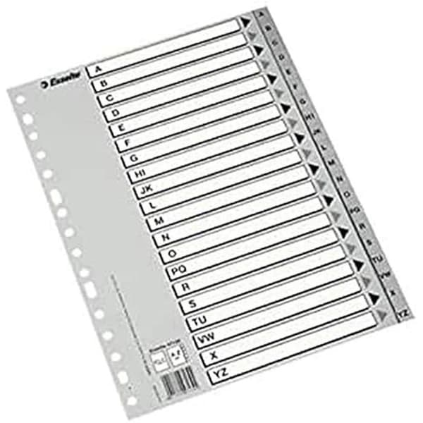 Abecedarium - ESSELTE - 47139 - Grå kartong - A4-format - Index A-Ö