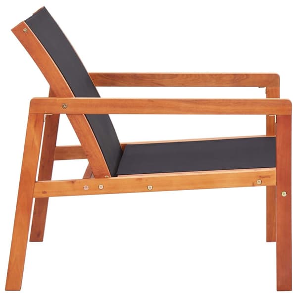 vidaXL Trädgårdsstol Svart Solid Eucalyptus Wood och Textilene