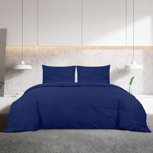 vidaXL Påslakanset Marinblå 135x200 cm Microfiber136006