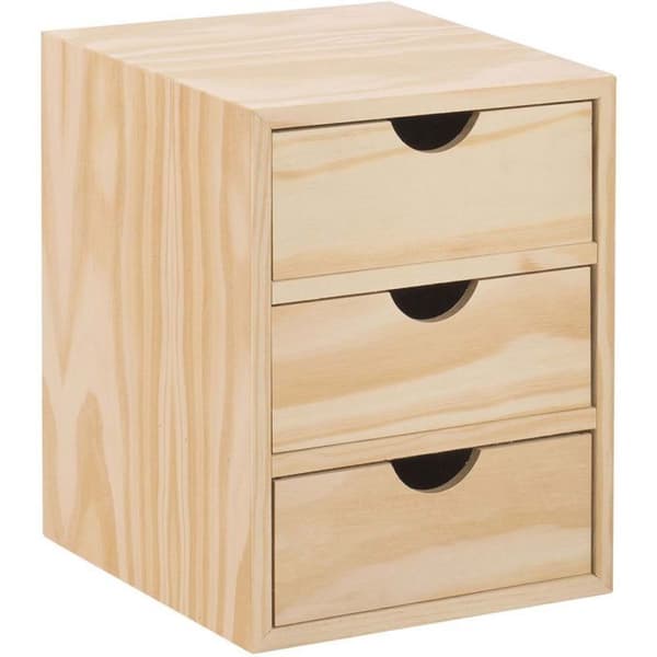 Massivträ lådfrontblock i furu enhet 3x1 monterad.