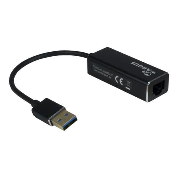 Argus IT-810 USB 3.0 Gigabit Ethernet nätverksadapter - INTERTECH - Svart