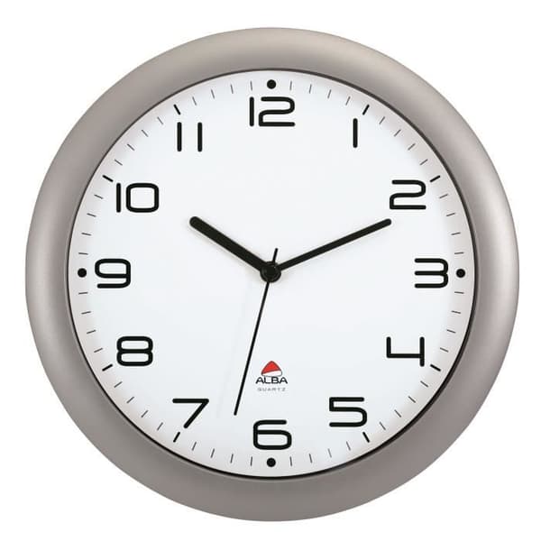 Väggklocka - ALBA - 30 cm - Tyst - Grå metall - Hög precision