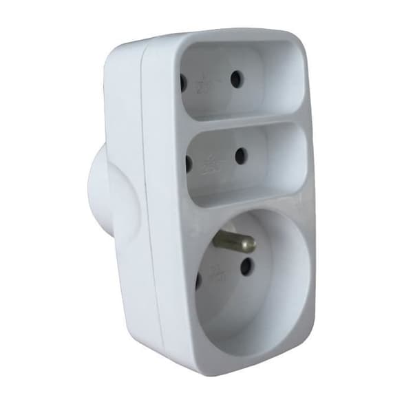 ZENITECH Triplite front 1 16A uttag och 2 6A vita uttag