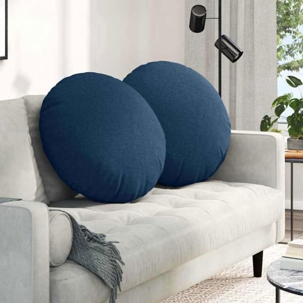 Coussin Vidaxl Sittkuddar 2 st Blå Ø60 x 21 cm tyg