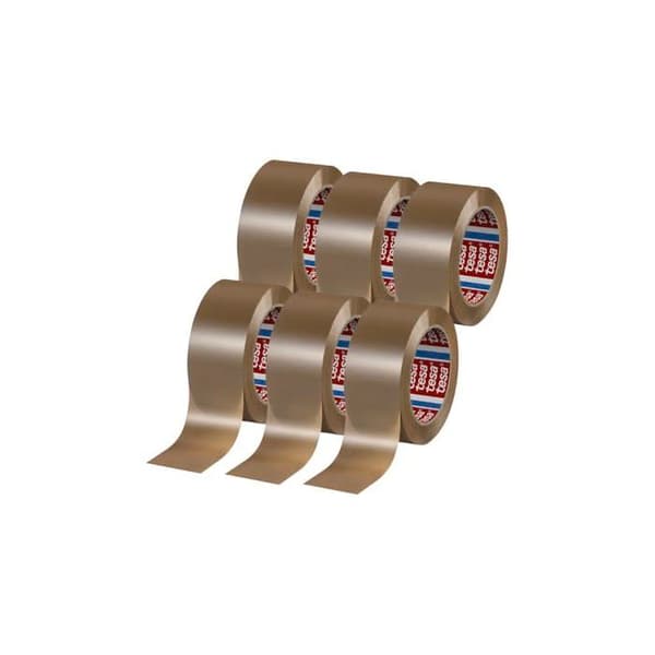 Förpackningstejp - Tesa - 6-pack - Stark vidhäftning - Olöslig - Brun