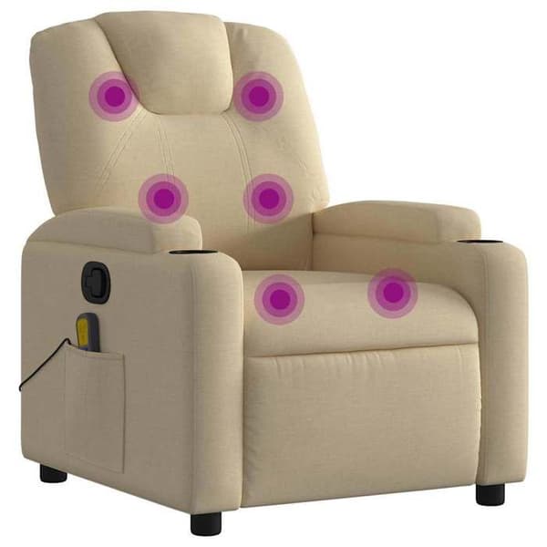 vidaXL Massagestol i kremfarget stoff 3205515