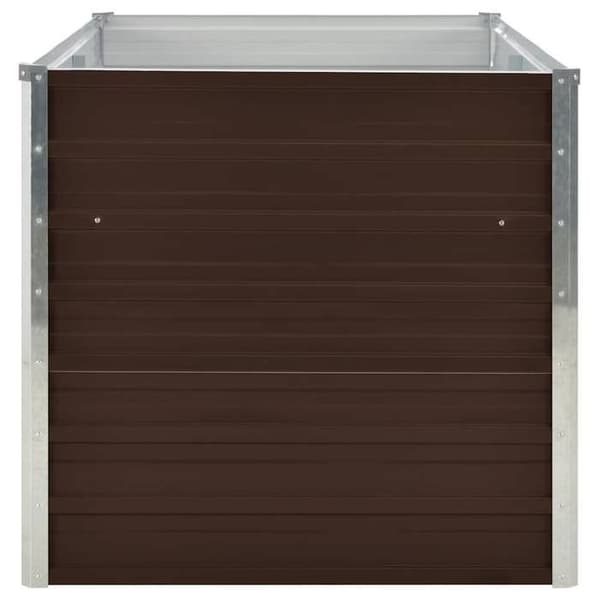 vidaXL Trädgårdsbädd i Galvaniserat Stål 160x80x77 cm, Brun, Fällbart Säkerhetskant, Väderbeständig 45709