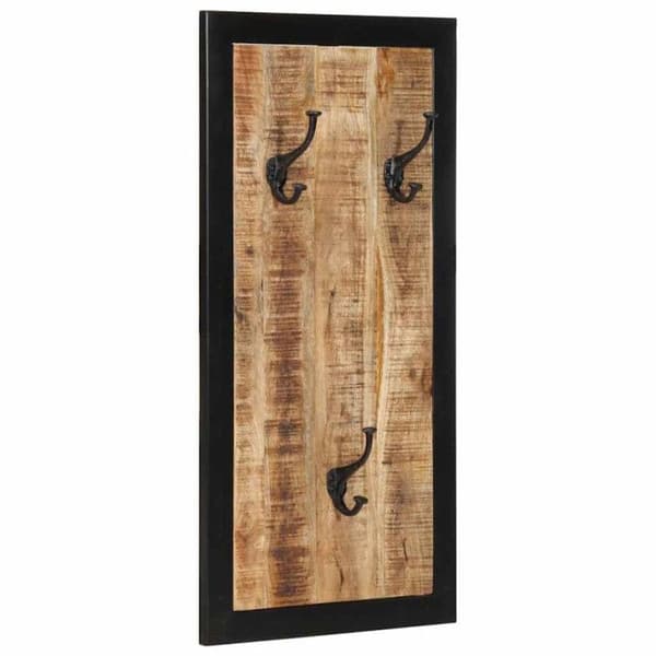 Klädhängare - Massivt mango-trä - 40x2x80 cm - 3 krokar - Väggmontering