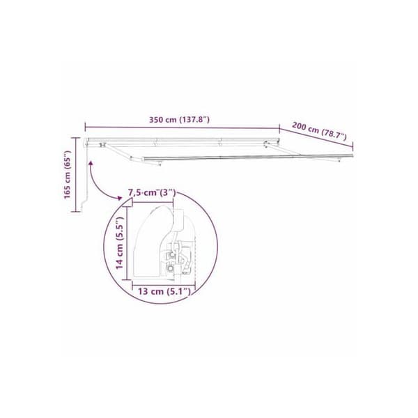 Fällbart markisram - vidaXL - Antracit - Metall - 350x200 cm - Fällbar - Utomhusbruk