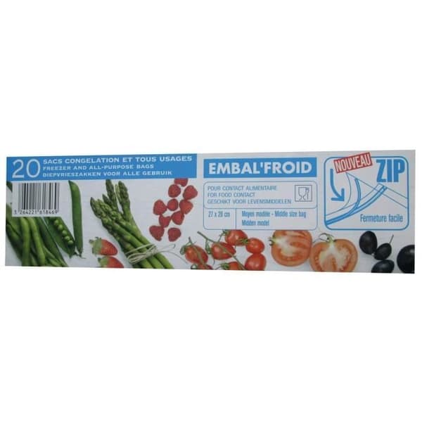 Frysförpackning med zip - SCHWEITZER - Mellanstorlek - 27x28 cm - 20-pack