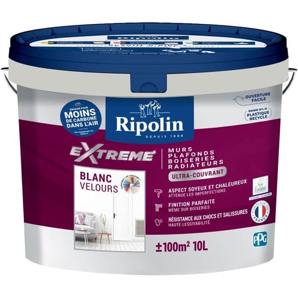 Extrem vägg- och takfärg - Sammetsvit - RIPOLIN - 10 L