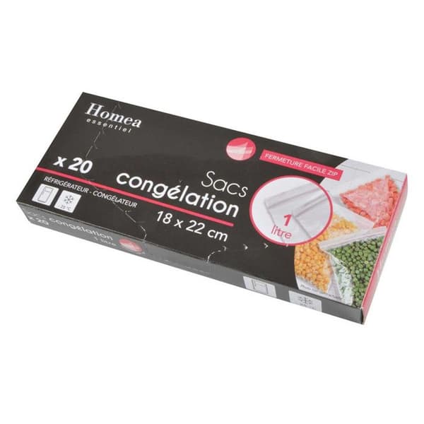 20-pack Fryspåsar "Band" 1L Transparent