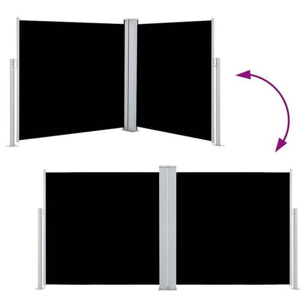 vidaXL Infällbar sidomarkis Svart 100 x 600 cm