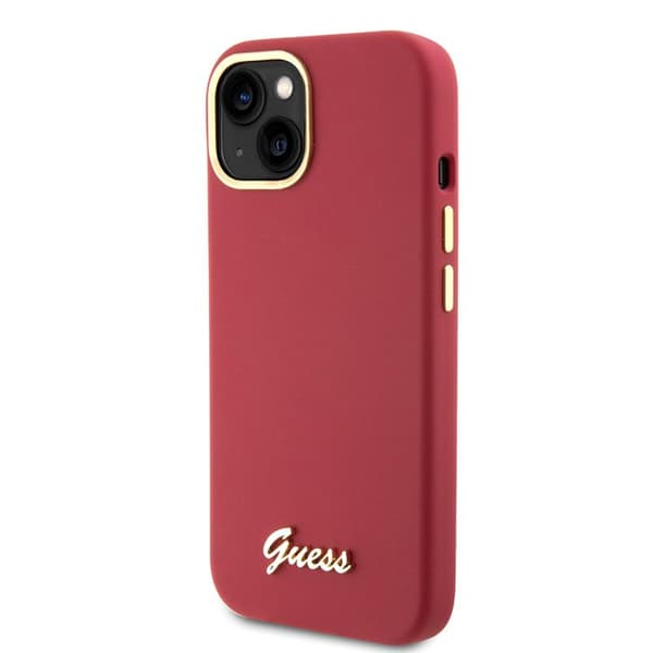 Guess Silikonfodral med Strass 4G för iPhone 15 - Röd