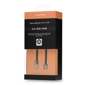 RJ11/RJ45 hannätverkskabel 3m - D2DIFFUSION - Svart