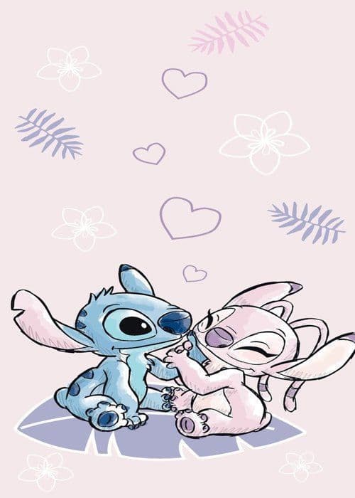 Badhandduk - Lilo och Stitch - Rosa - 70x140cm - 100% bomull - Barn