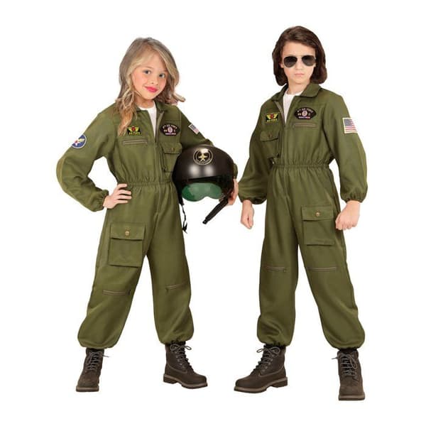 Kostym - WIDMANN - Grön Jaktpilot - Unisex - 3 till 14 år - Karneval