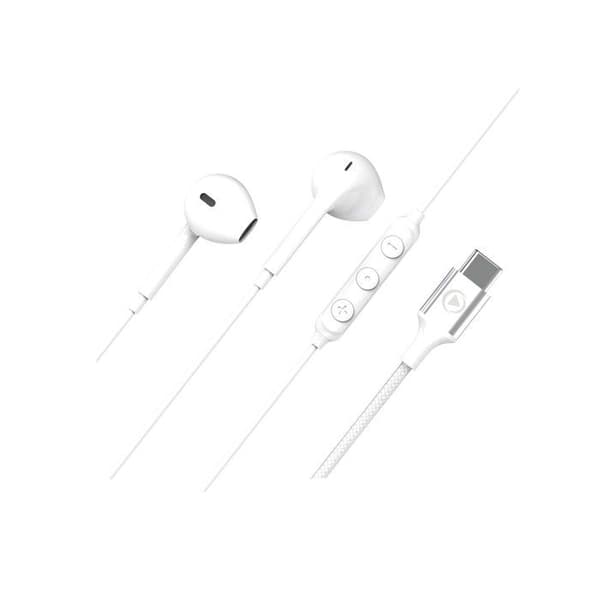 Trådade hörlurar Force Play KP USB-C-knapp Vit