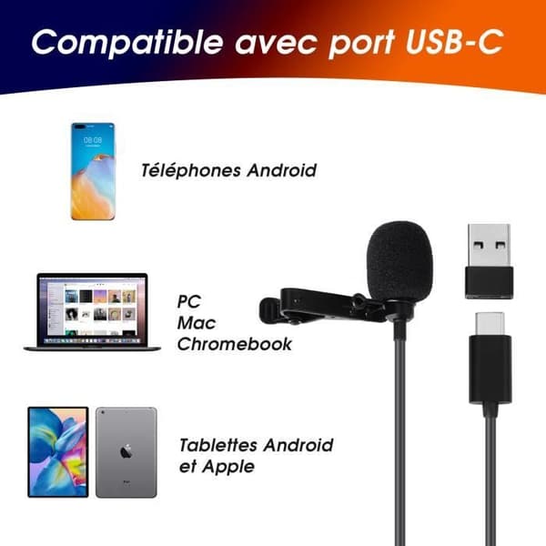 Micro Cravate - DAFODIL - MCP150 - USB-C - Omnidirektionell - Dynamisk - Trådad
