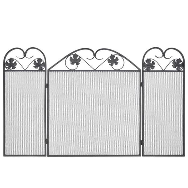 vidaXL 3-Panel Öppen spis Skärm Järn Svart