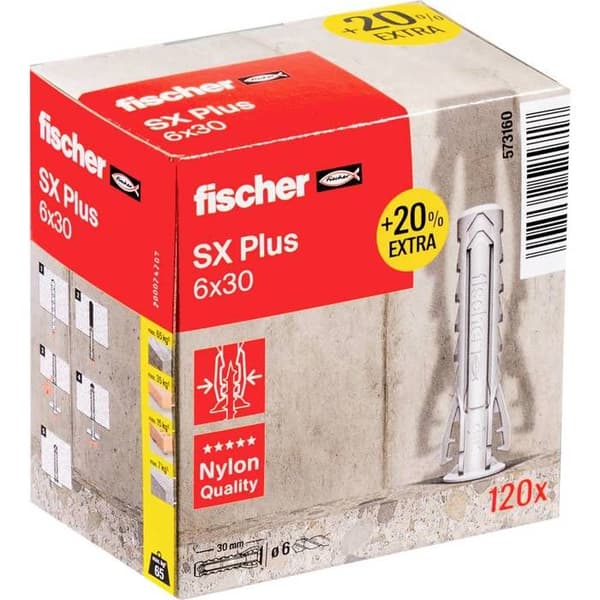 Fischer 573160 SX Plus Plug 30 mm 6 mm 120 st (styck)