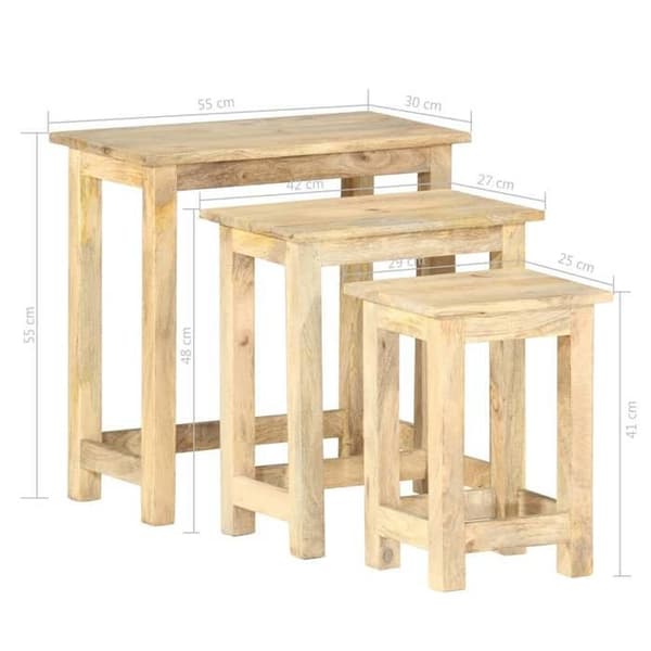 vidaXL Gigognetabeller 3 st Solid mangoträ 287489