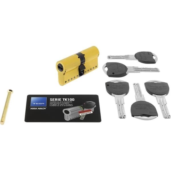 Tesa Assa Abloy Säkerhetscylinder TK100 Dubbelkoppling Kort Spak