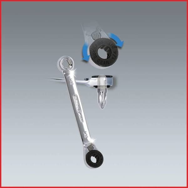 Dubbel vändbar mininyckel, med 1/4" bits KS TOOLS 503.4691