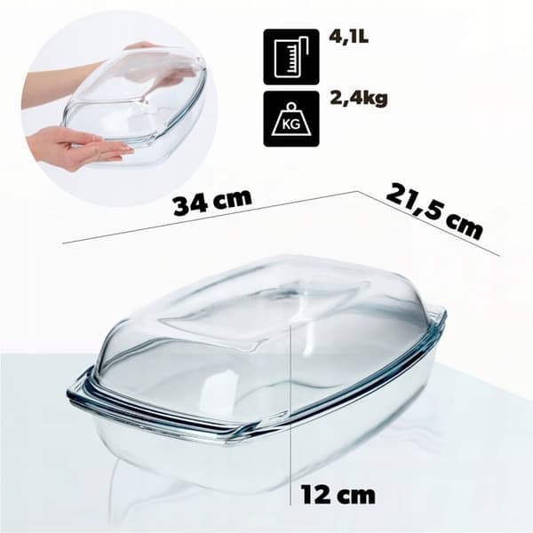 Ugnsform - KADAX - Rektangulär - Värmebeständigt glas - 4,1 L - Diskmaskinssäker