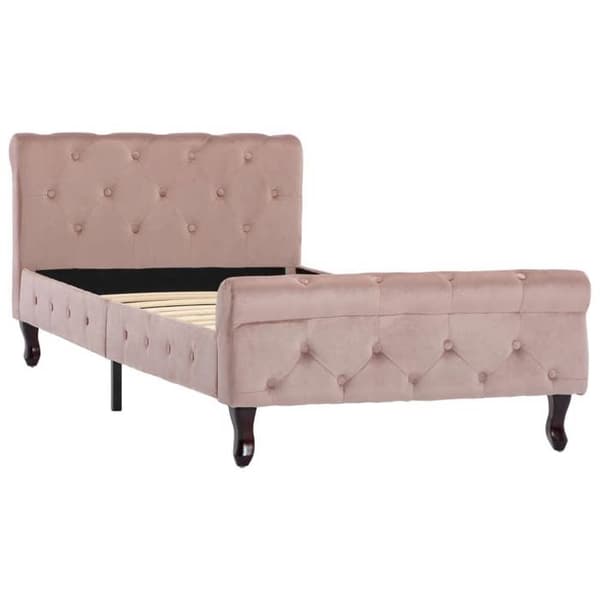 vidaXL Sängram utan madrass Rosa Sammet 90x200 cm 288564