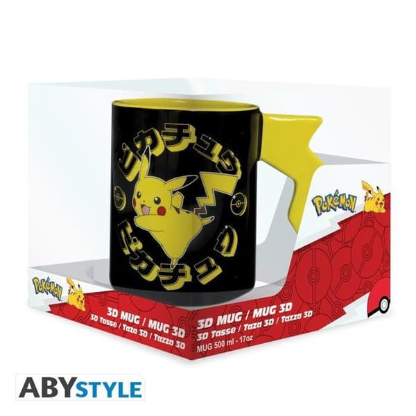Mugg 3D - Nintendo - Pokémon - Pikachus blixtar - Gul - Keramik - Barn