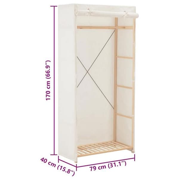 vidaXL Garderob Vit 79 x 40 x 170 cm Tyg