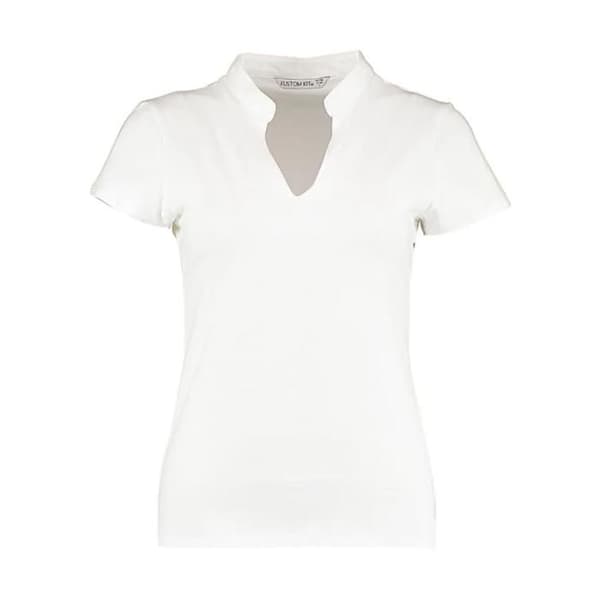 T-shirt med mandarinkrage Kustom Kit - vit