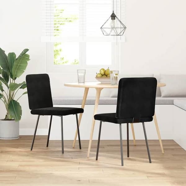 vidaXL Matstolar 2-pack Svart Sammet 4101139