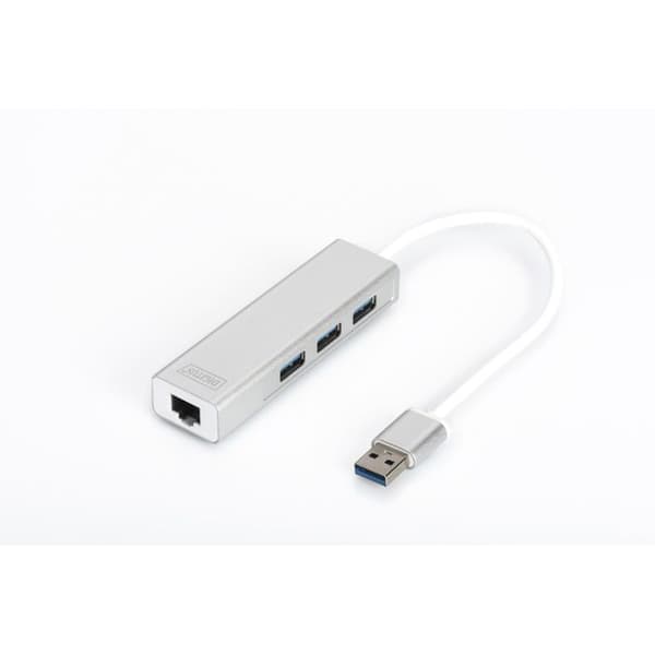 USB-hubb - DIGITUS - DA-70250-1 - 3 x USB 3.0 - 1 x RJ45 - Vit