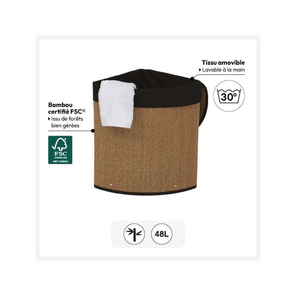 Hörnbambu tvättkorg 48L - 5 five simply smart