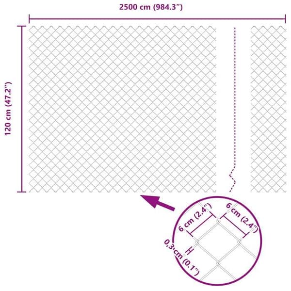 vidaXL Grå metallnätstängsel 42004831