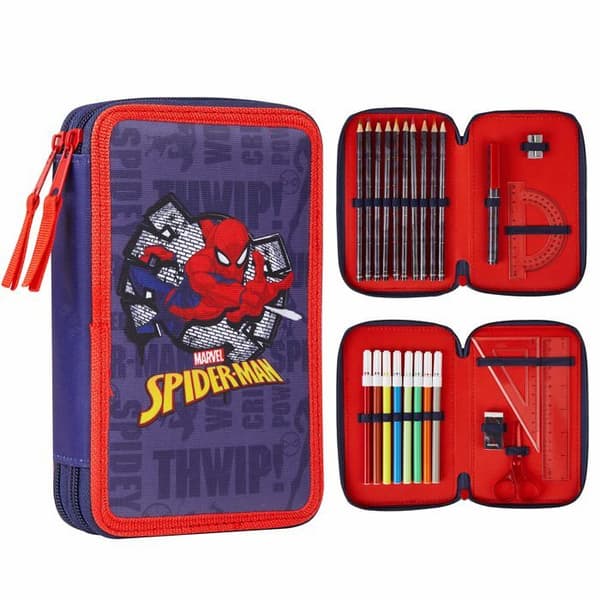 Skolväska - MARVEL - Spiderman - Dubbla fack - Skolmaterial - Barnpresent