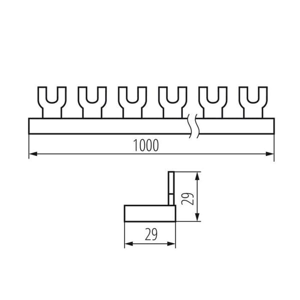 Kopparbro typ U - KANLUX - 3 poler - 63A - 1000mm - Vit