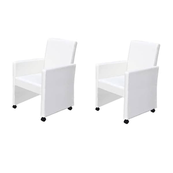 vidaXL Matstolar set om 2 vit konstläder 60347