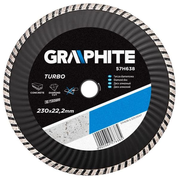 Diamantskiva - GRAPHITE - Turbo Wave - 230 x 22,2 mm - TURBO-segment - Hållbar